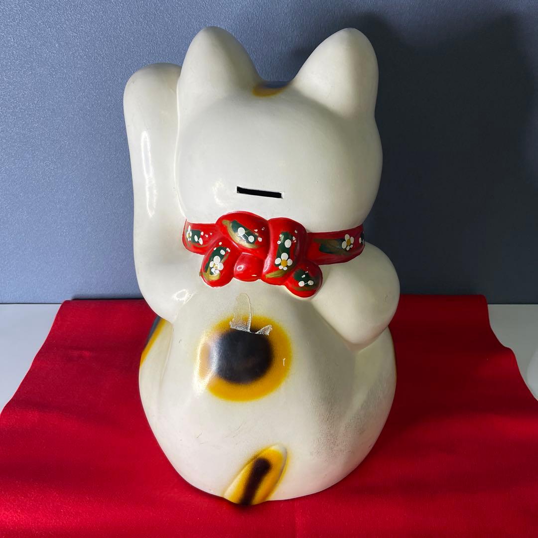 【　年代物　】特大　招き猫　左手招き　左手「人」「お客」を招く 縁起物 昭和