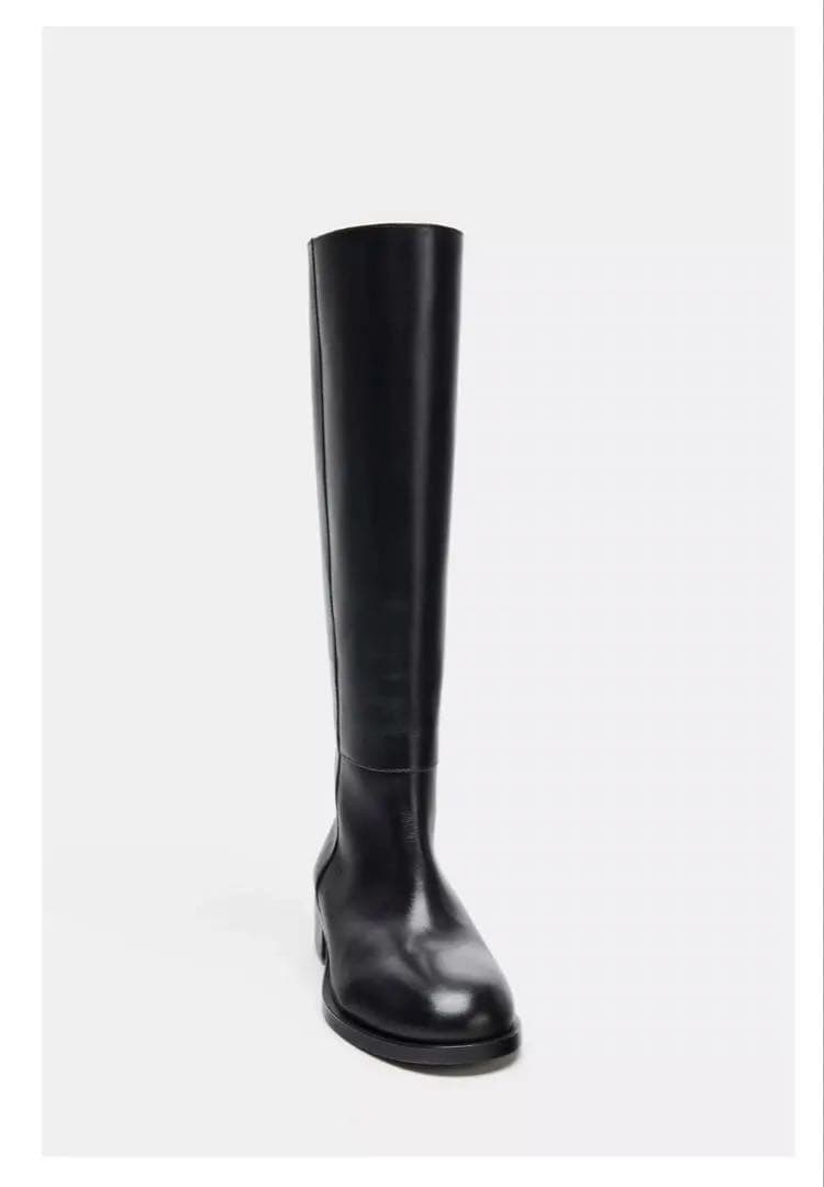ZARA フラットリアルレザーブーツ　37 24㎝