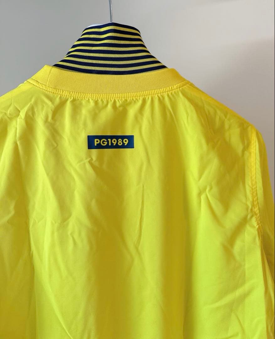 美品 ★ パーリーゲイツ ツインスニード 保温/防寒 メンズ ブルゾン 黄 紺