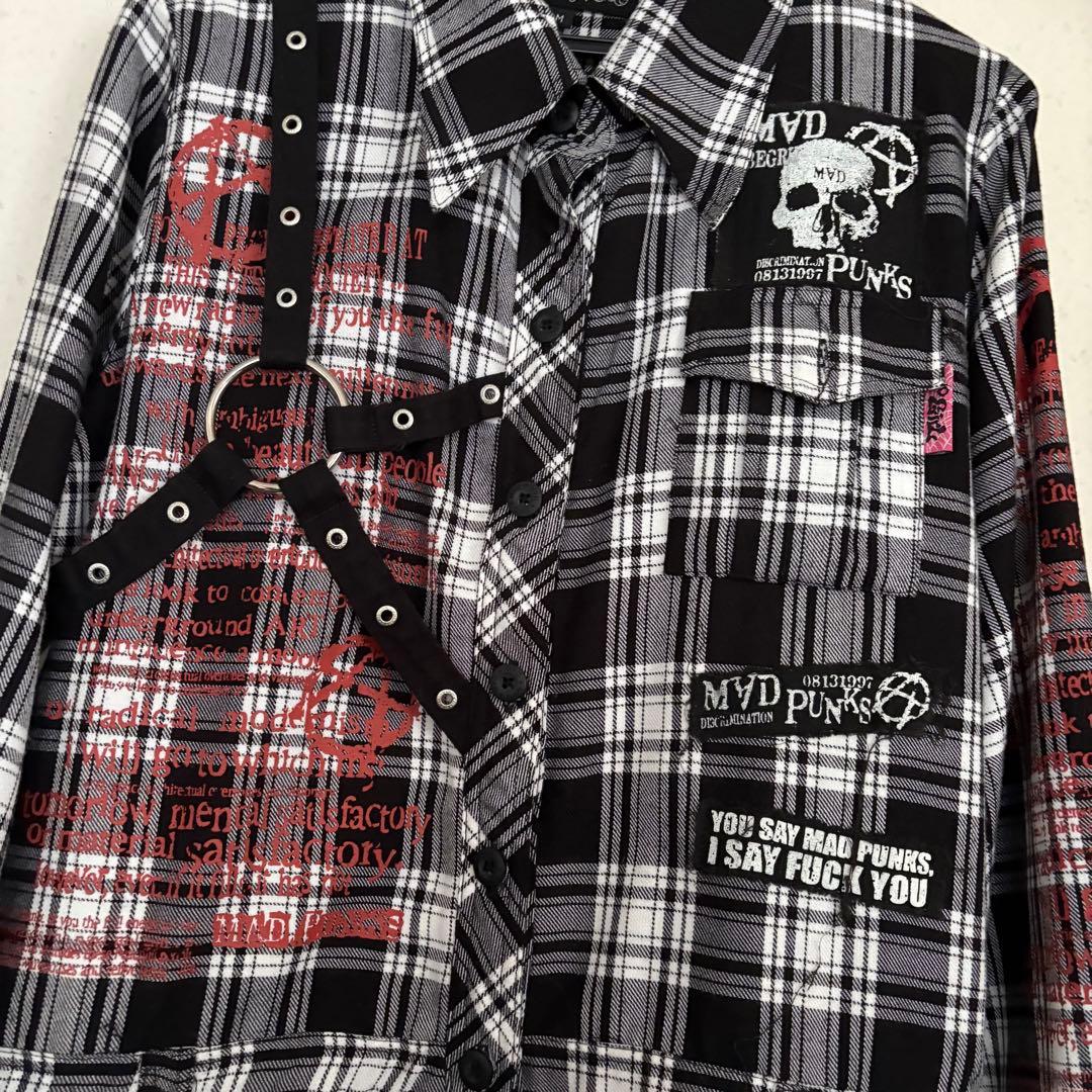 チェック柄ミニワンピース 長袖 マッドパンク　MADPUNKS