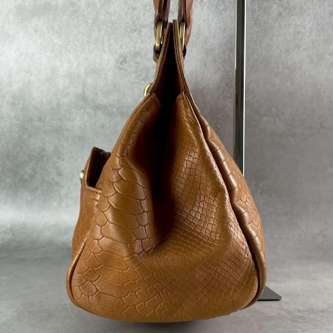 良品✨ロンシャン ギャビー 2way ハンド ショルダーバッグ パイソン型押し