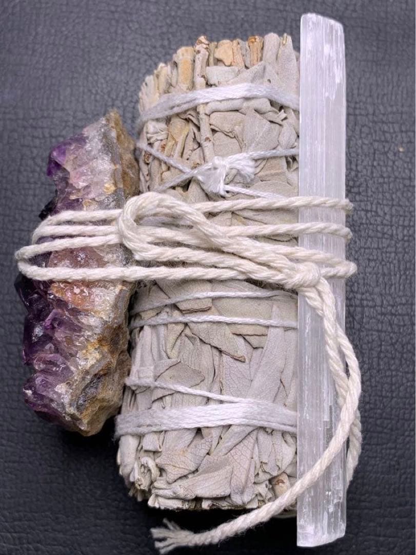 071111 ホワイトセージ＋アメジスト原石＋セレナイト原石