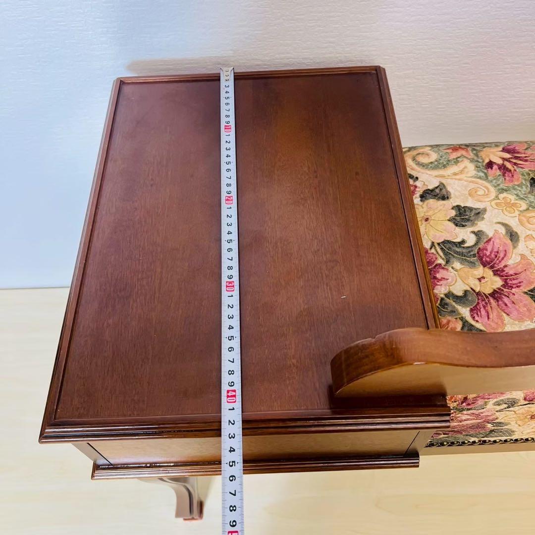 テレフォンベンチ テレフォンチェア 猫脚 猫足 サイドテーブル付き 椅子 木製