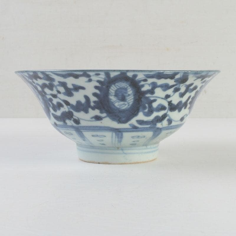 中国　呉須染付　花草文　鉢　時代箱付　C　9247