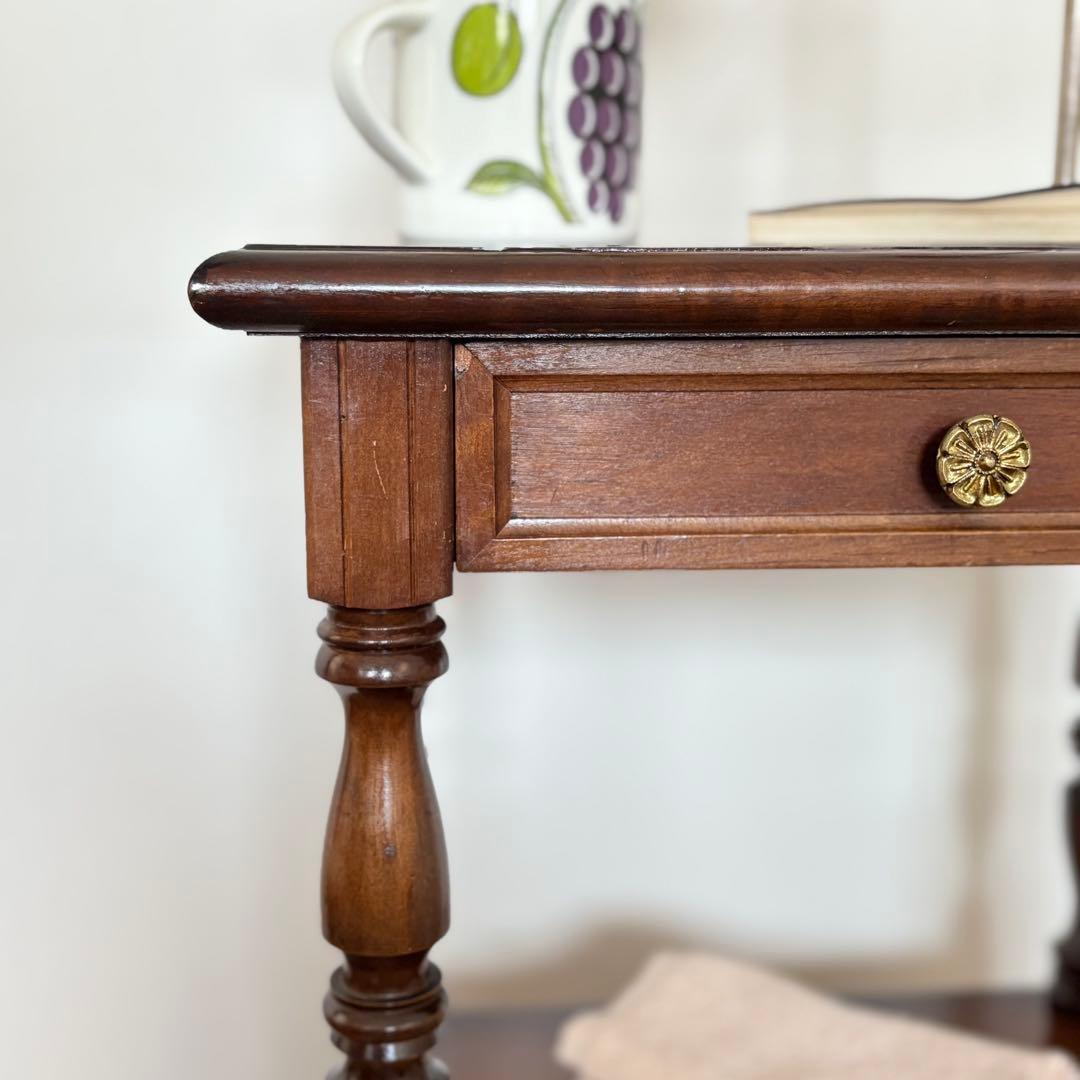 【 送料込み 】国産 ビンテージ 木製 ナイトテーブル 収納棚 引き出し付