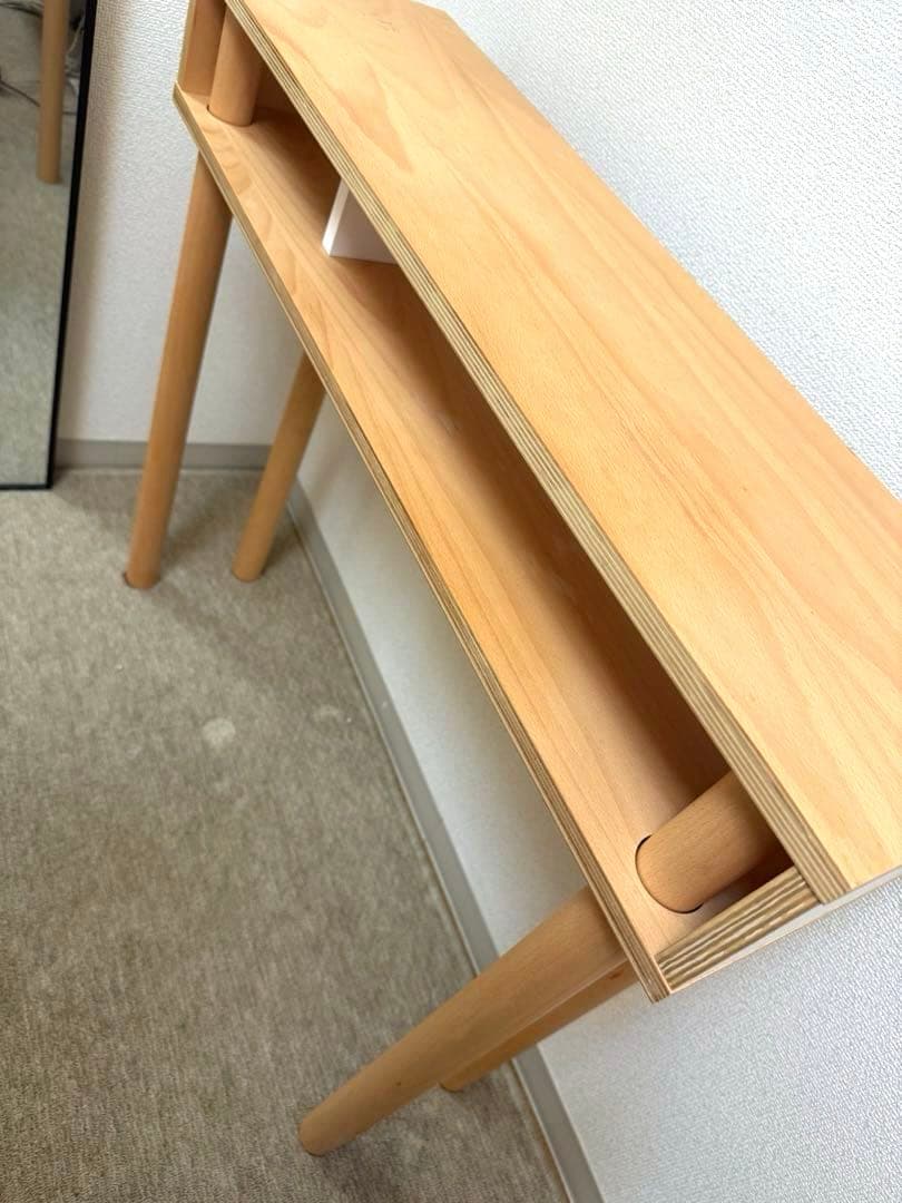 【イデアコ】ideaco 机 パソコン台 天然木 勉強机 キャビネット