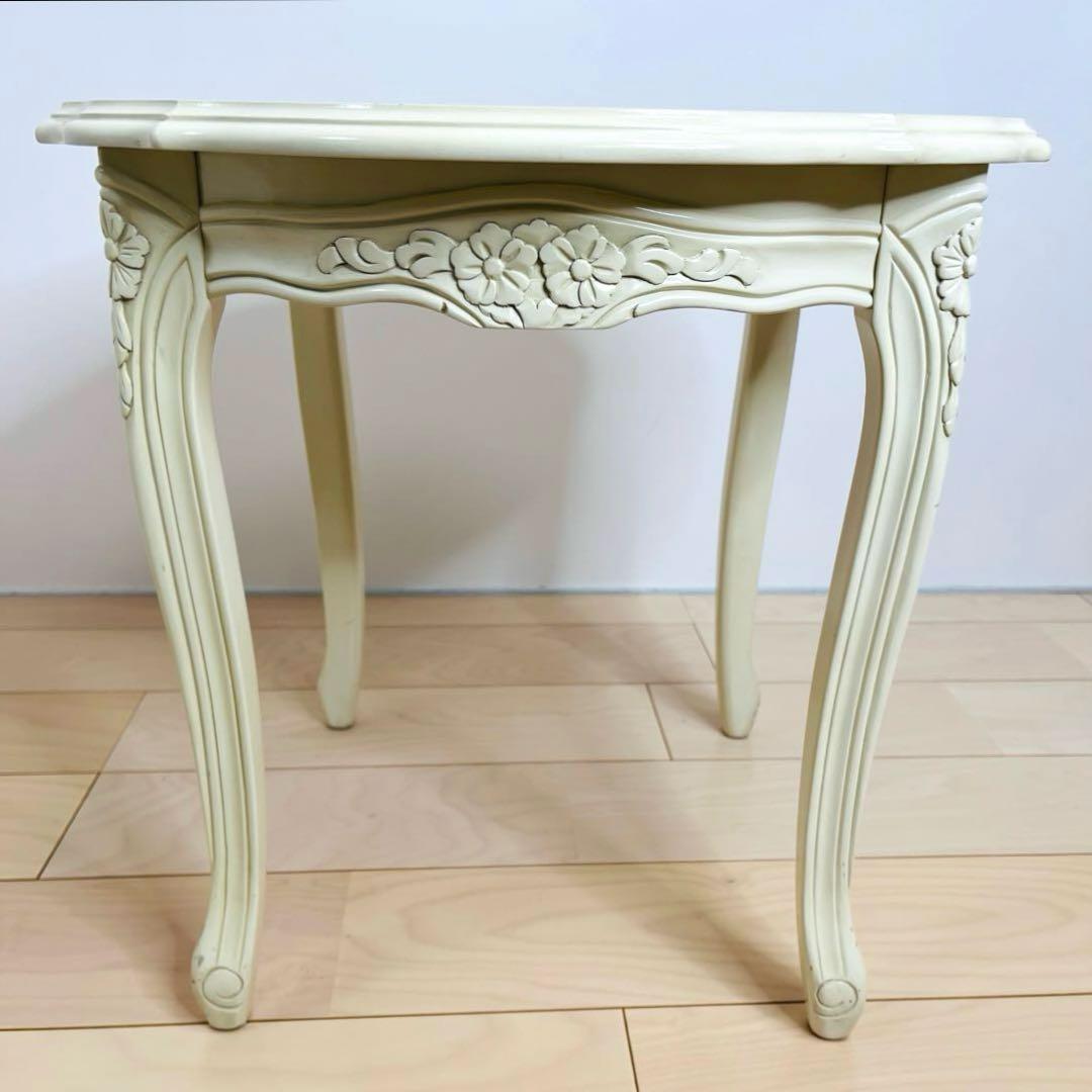 ロココ調　猫脚　ラウンド　ホワイト　テーブル　コーヒーテーブル　送料込み