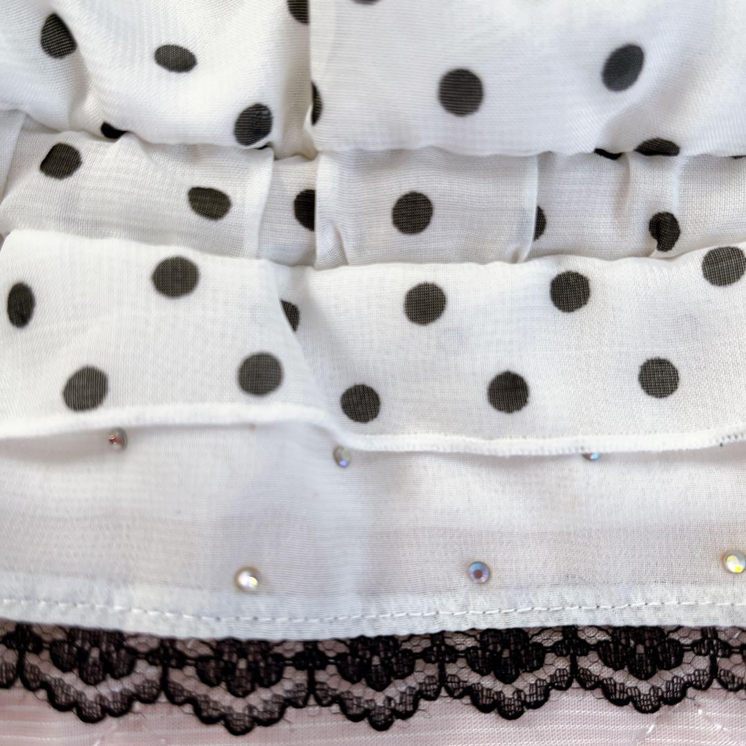 トゥララ ホワイトリボン レースフリルドット柄 キャミソール リズリサ系