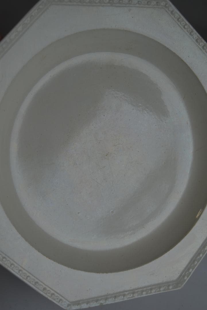 美品1804年　初期ショワジー　ファイアンスフィーヌ　オクトゴナル　デセール平皿