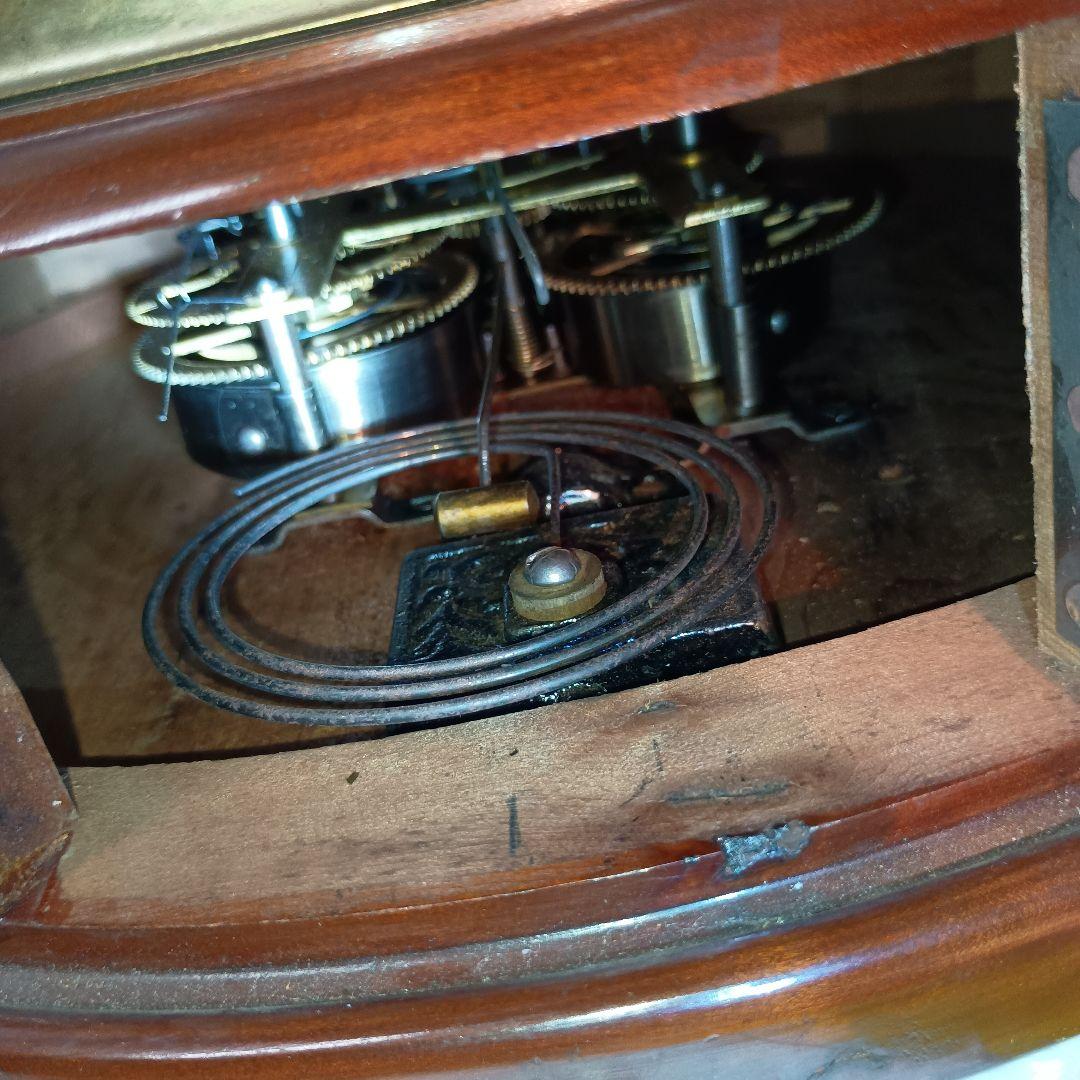 アンティーク　レトロ　★Meiji ★丸時計【毎日新聞社】掛時計　ネジ巻き欠損