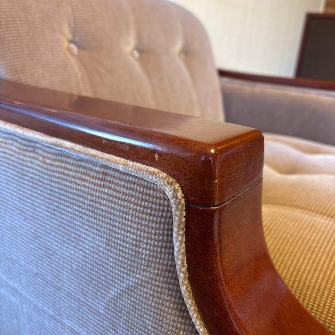 ①美品！昭和レトロ マルニ木工1人掛けソファ ビンテージ オールド コーデュロイ