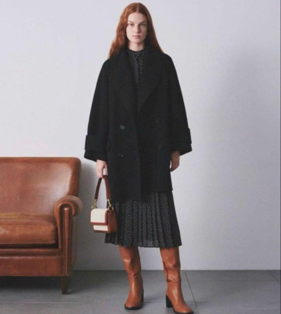 Mila Owen ミラオーウェン　接結ハーフ丈Aラインコート 川口春奈着用