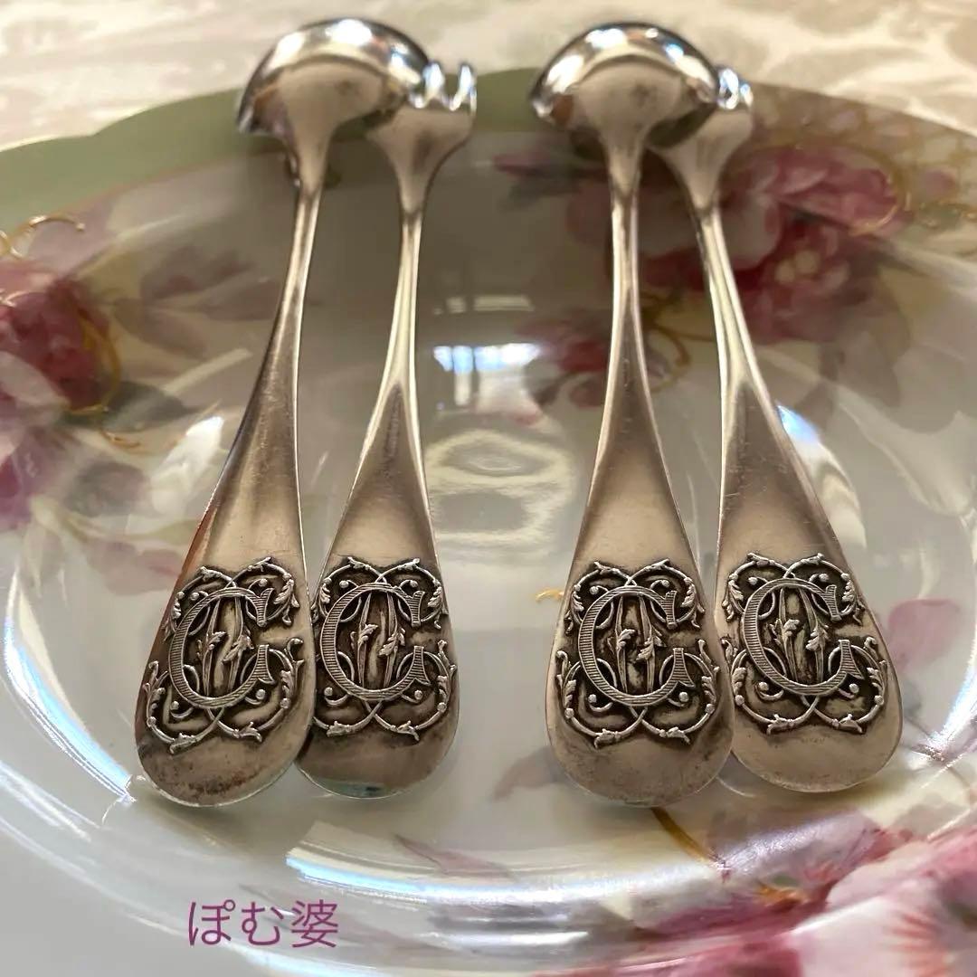 【フランス／H.Soufflot】純銀／フォーク＆スプーン ２セット