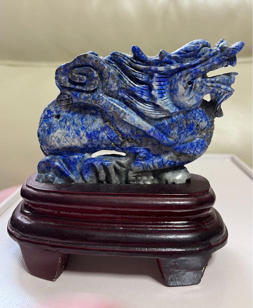 天然石　ラピスラズリ 龍　置物