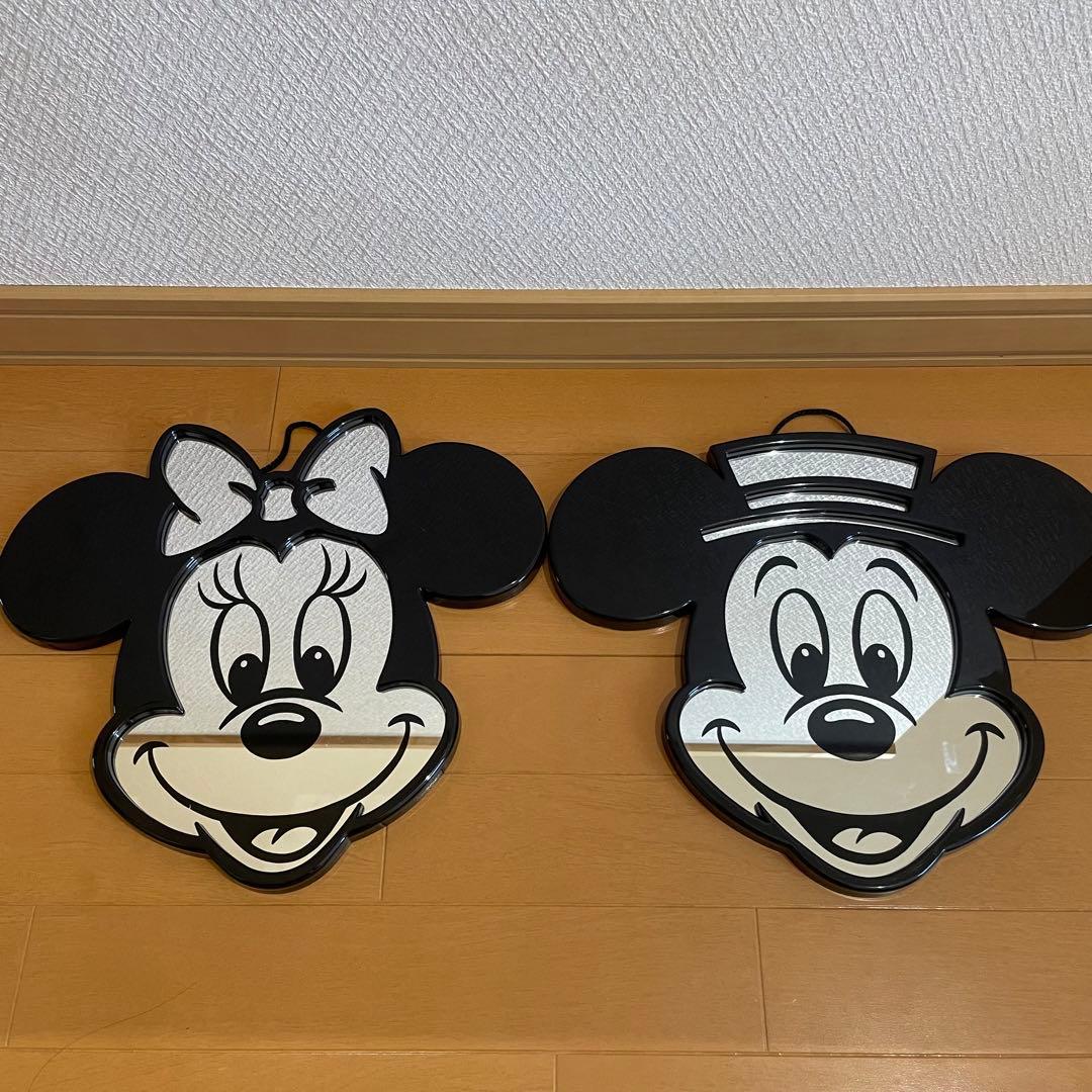 ミッキー＆ミニー ディズニー 壁掛け 顔ウォールミラー ヴィンテージ