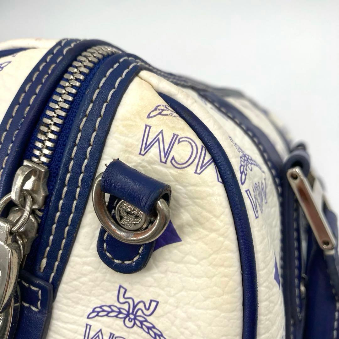 美品✨MCM エムシーエム ヴィセトス 2way ミニボストン ネイビー 白