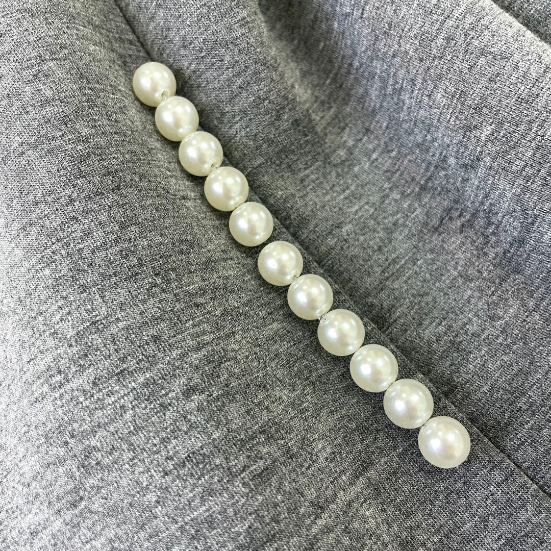 美品♡ ストラ 2way 衿取り外しパール付き ワンピース フレア グレー 38
