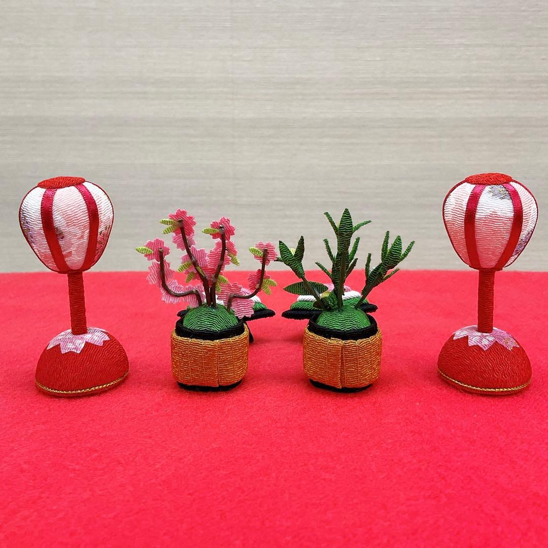 雛飾り小道具【桜ぼんぼり小＆桜橘＆菱餅】お雛様 雛人形 ちりめん細工 新品