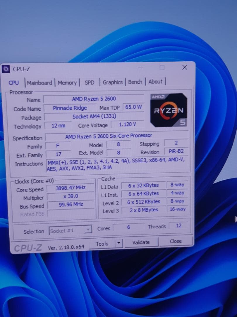 自作PC　RYZEN5 2600・8GB・128GB・GTX650Ti