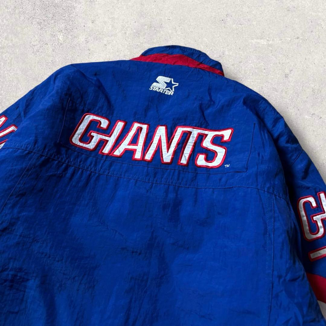 90s NFLナイロンジャケット中綿フーディーSTARTERジャイアンツ古着XL