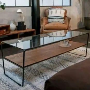 a.depeche(アデペシュ)ガラス 木製 センターテーブル ガラス天板