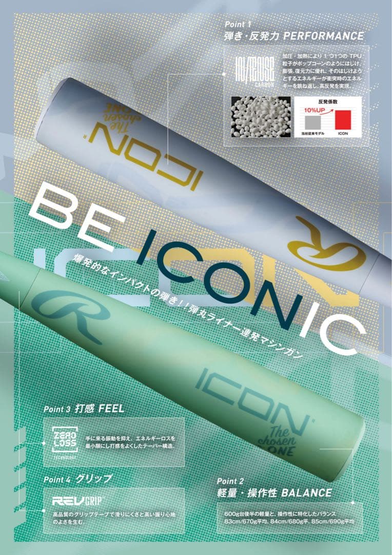 ローリングス ICON ジュニア軟式バット 80cm BJ6IONE 新品