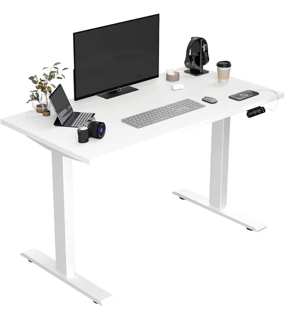 電動昇降デスク スタンディングデスク 高さ調整デスク ホワイト 瑕疵あり