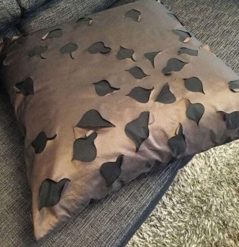 デザイナーズ・クッション2点■葉モチーフ マットツヤ 大判クッション&カバー