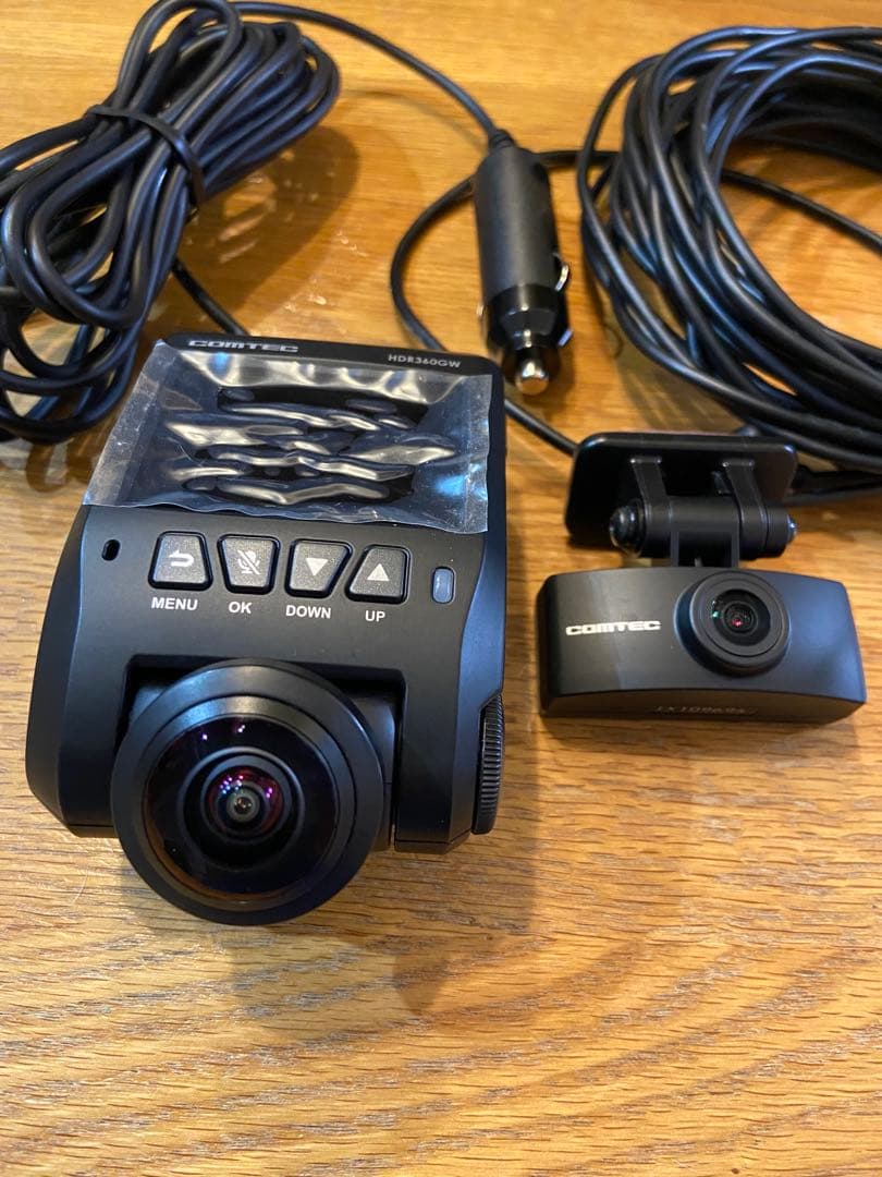 コムテック360度　HDR360GW 前後カメラ　駐車監視　直接配線コード付