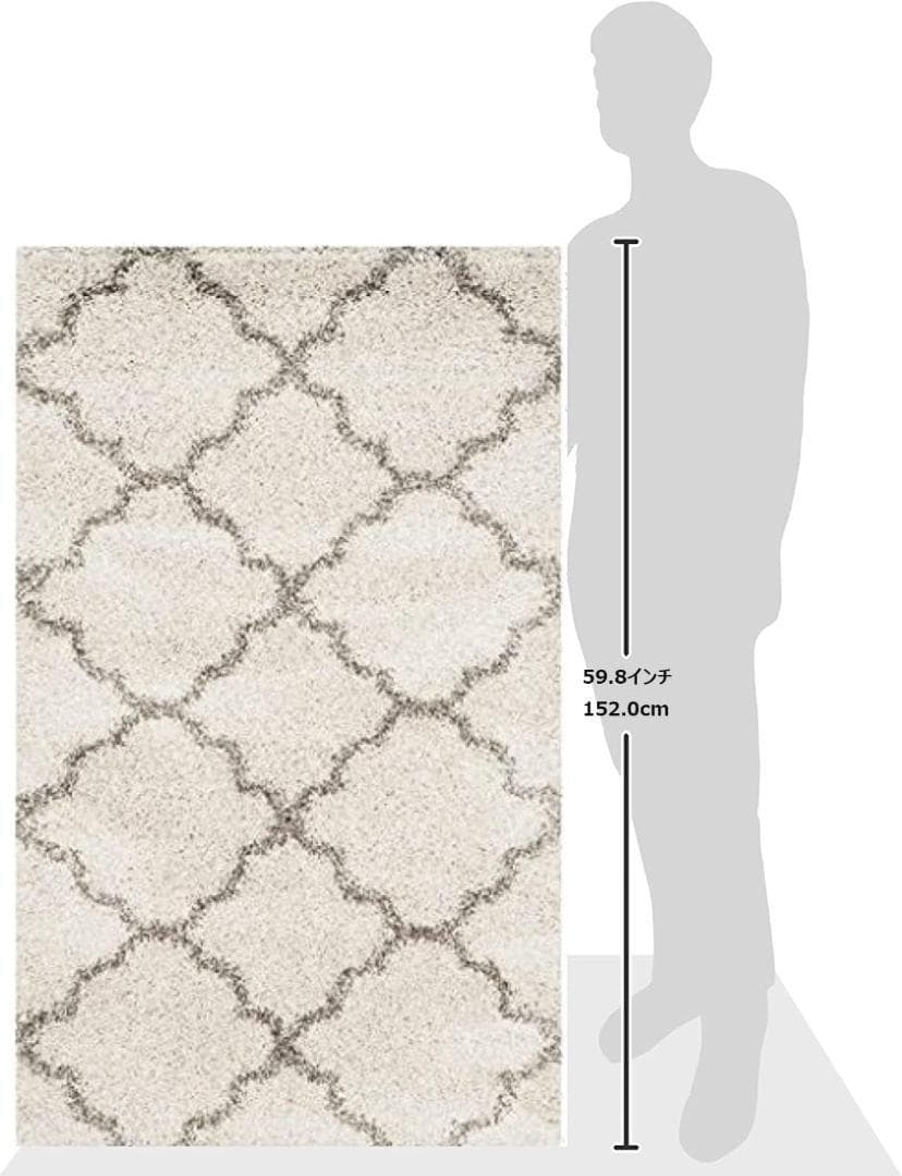 SAFAVIEH (サファビア)プラッシュエリアラグ アイボリー/グレー