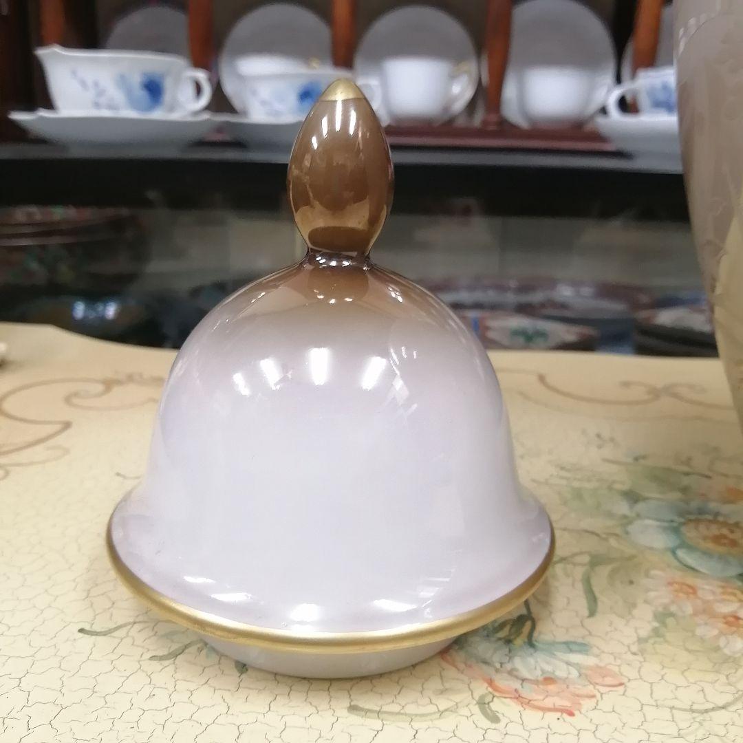 イタリア　アートモルベッリ　花瓶　金彩金蝕　陶磁器　蓋付き　飾り壷