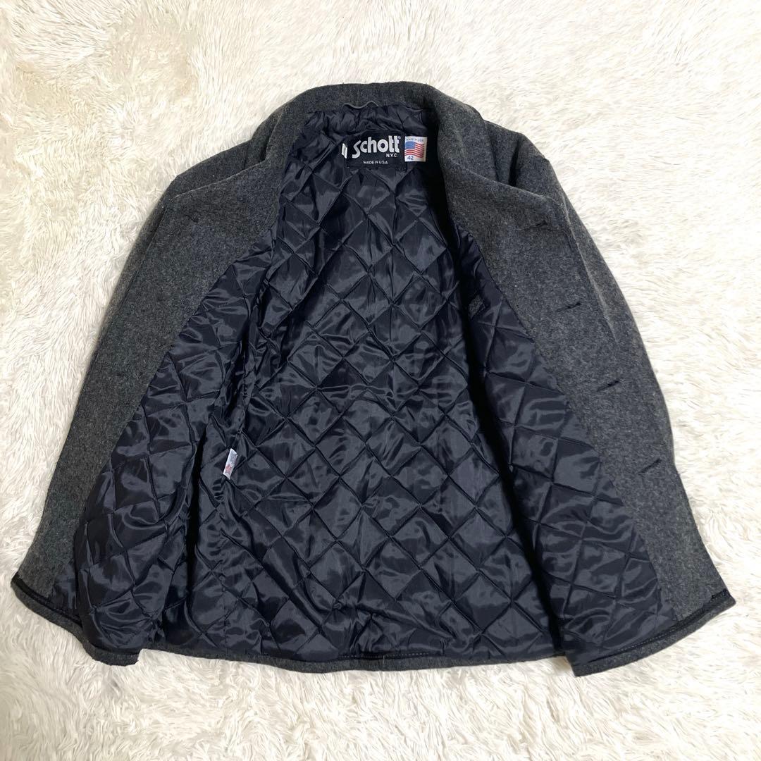 【極美品】ショット シングル ピーコート キルティング グレー 42 XL