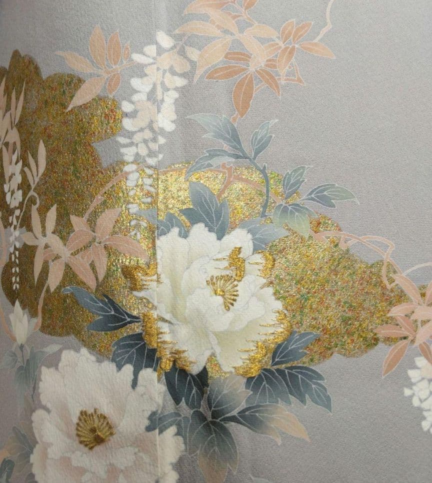 NO447　売約済み　正絹色留袖　比翼仕立て　五つ紋　正絹長襦袢付