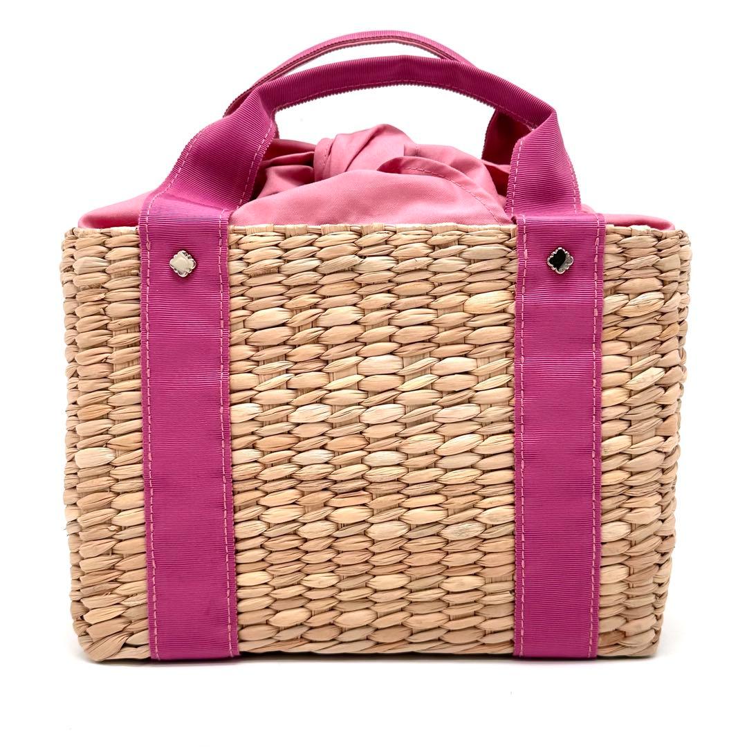 【新品タグ付き】TOCCA かごバッグ フラワー 刺繍 レース ラフィア ピンク