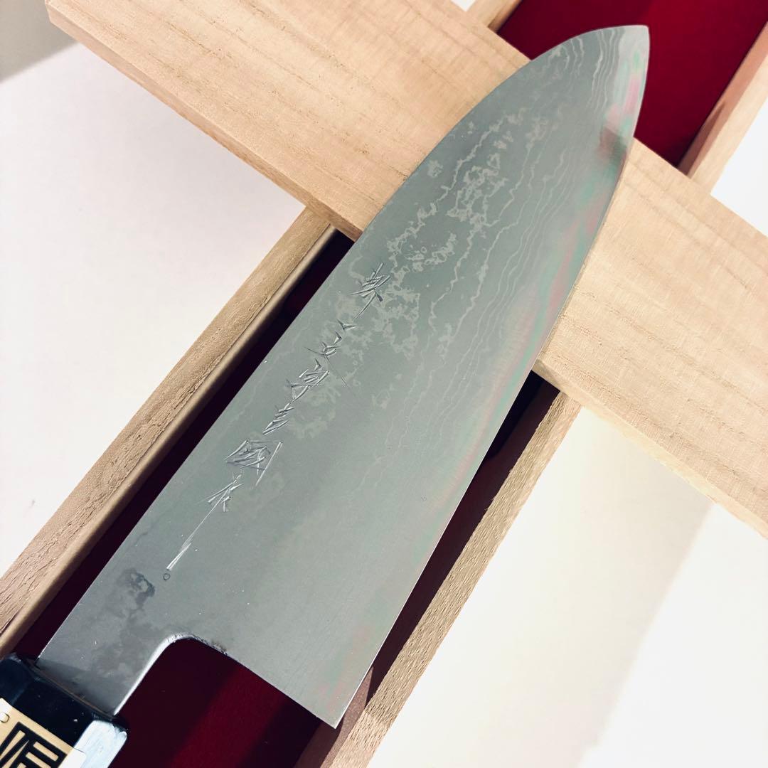 堺源吉 吉国　日本製 三徳 包丁 鍛造　18cm 青鋼 墨流　堺の包丁　堺一文字