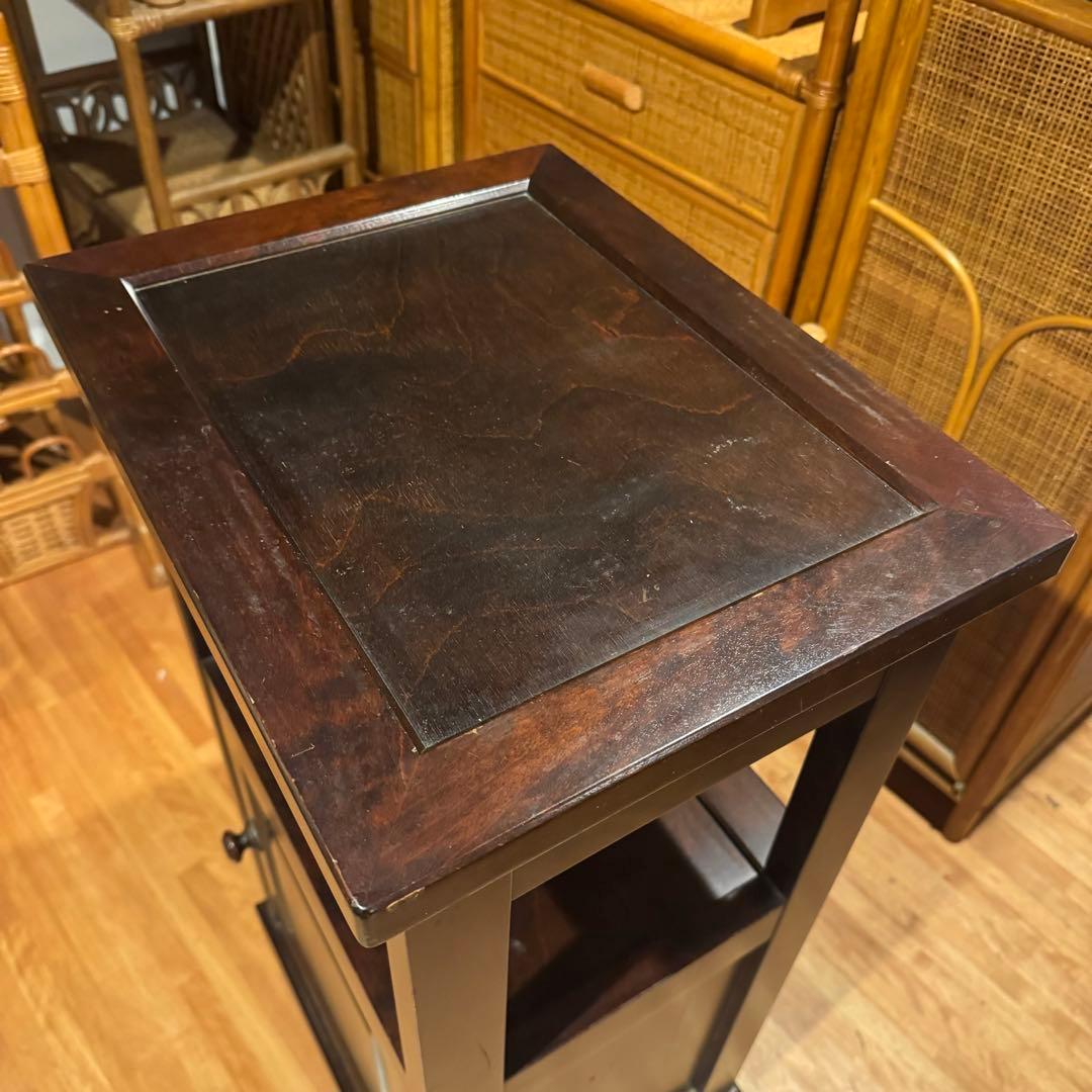 北海道民芸家具 カバ無垢材 ヴィンテージ 電話台 サイドテーブル 飾り台 花台