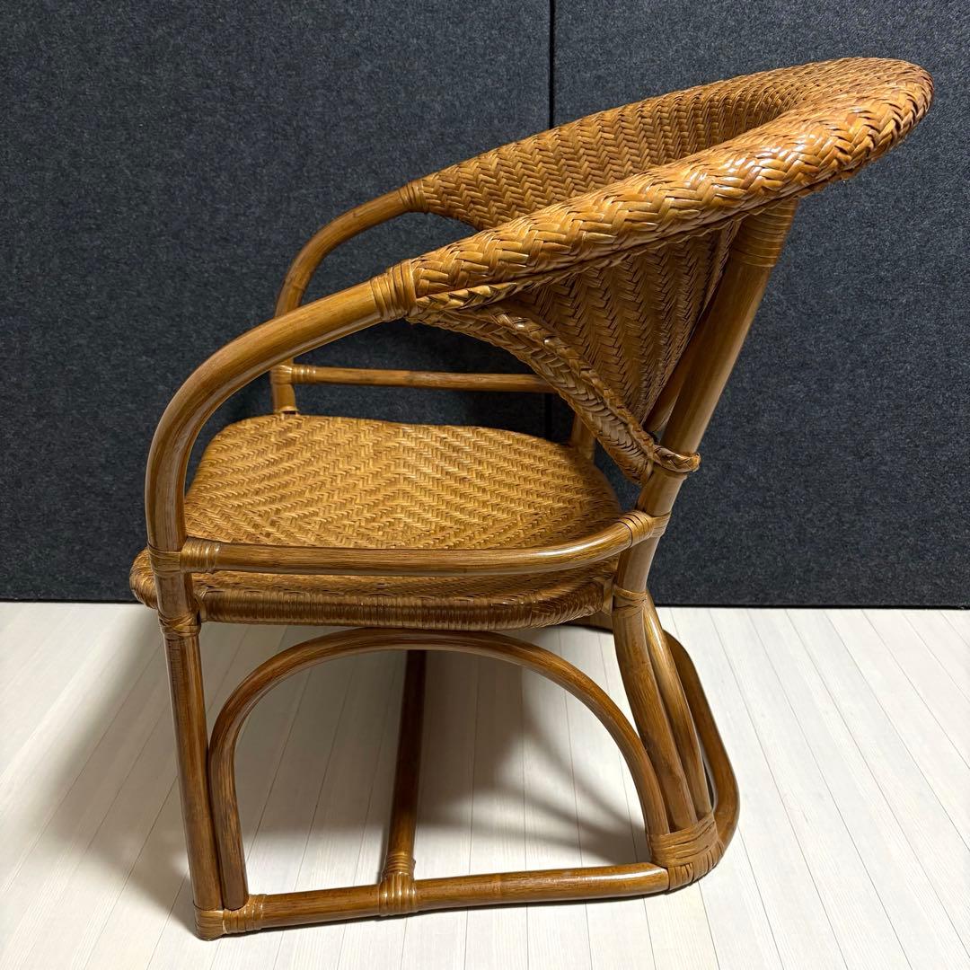 山下工芸　ラタン　籐　アームチェア　ラタンチェア　ガーデンチェア　レトロ