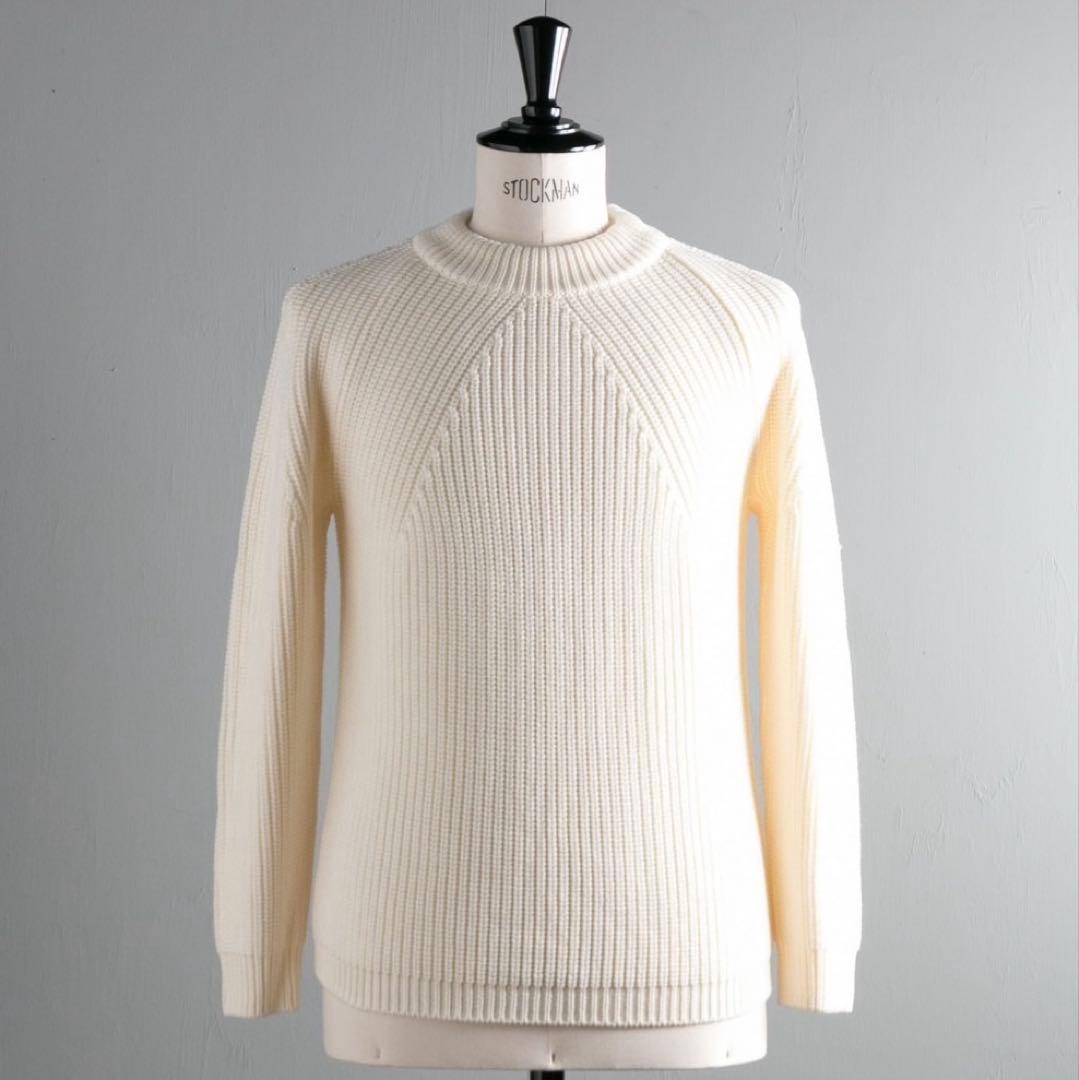BATONER 5ゲージウール片畦クルーネックニット　Lサイズ