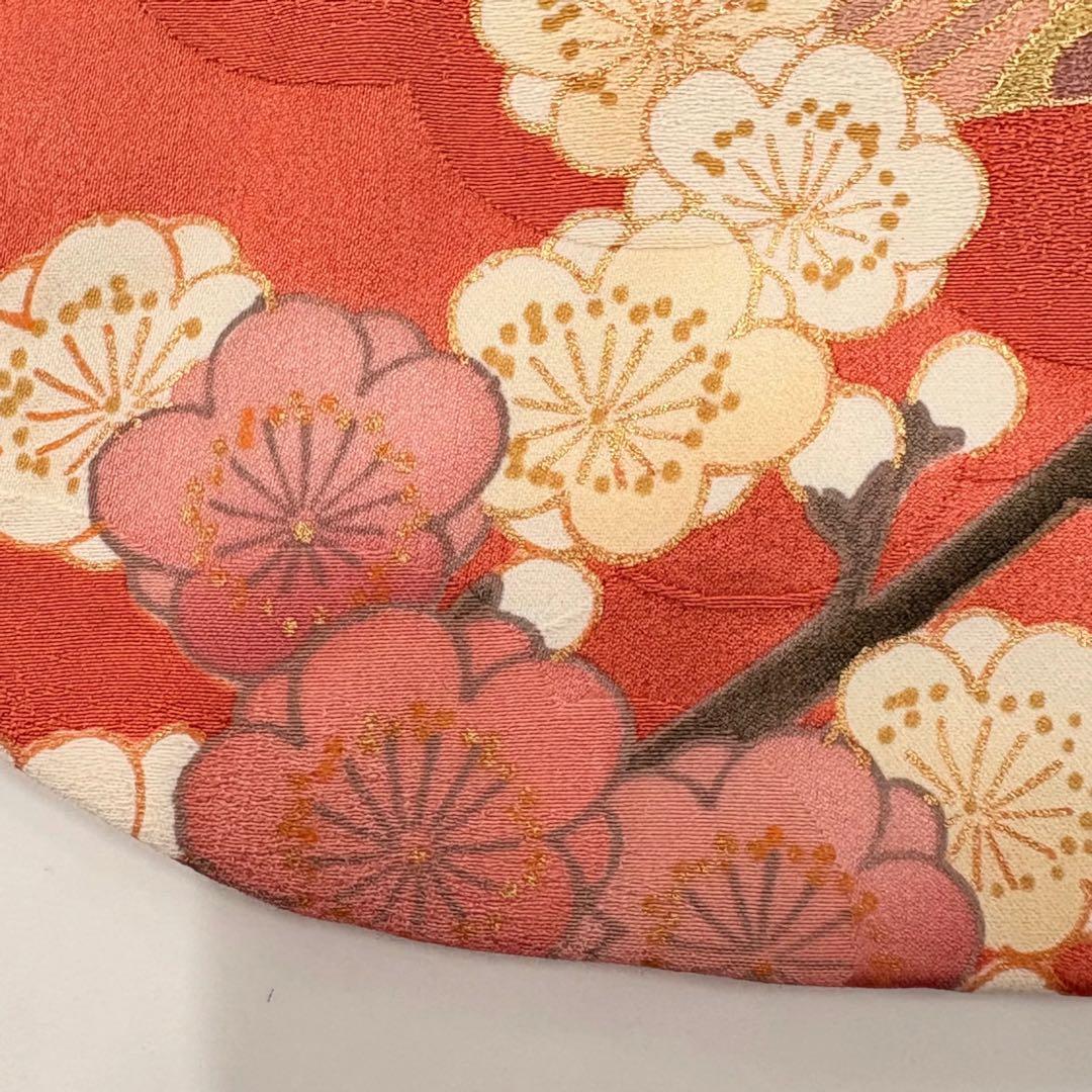 な*お様 振袖　振袖フルセット　着物　鶴模様　竹松　金彩　朱色　金糸