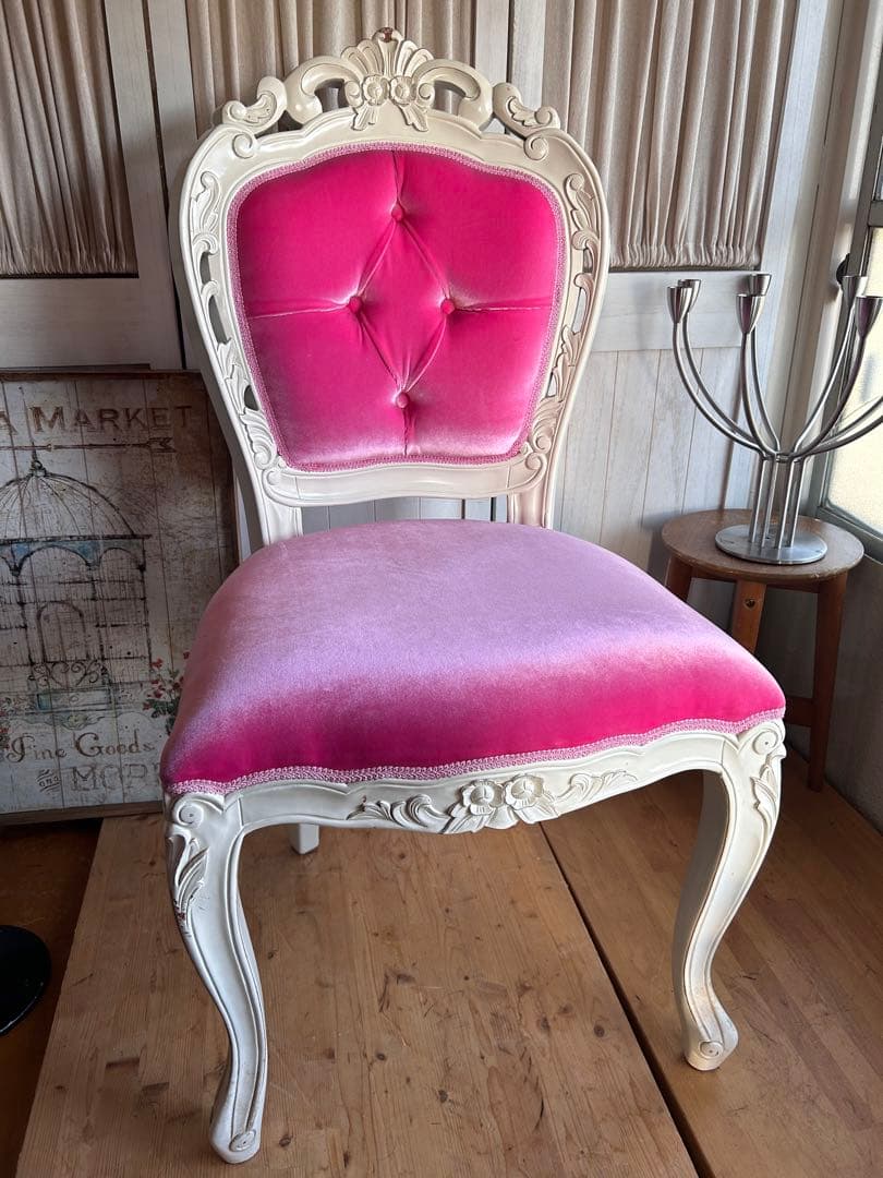 ロココ調　椅子　プリンセス　姫　ダイニングチェアB　ピンク　アンティーク