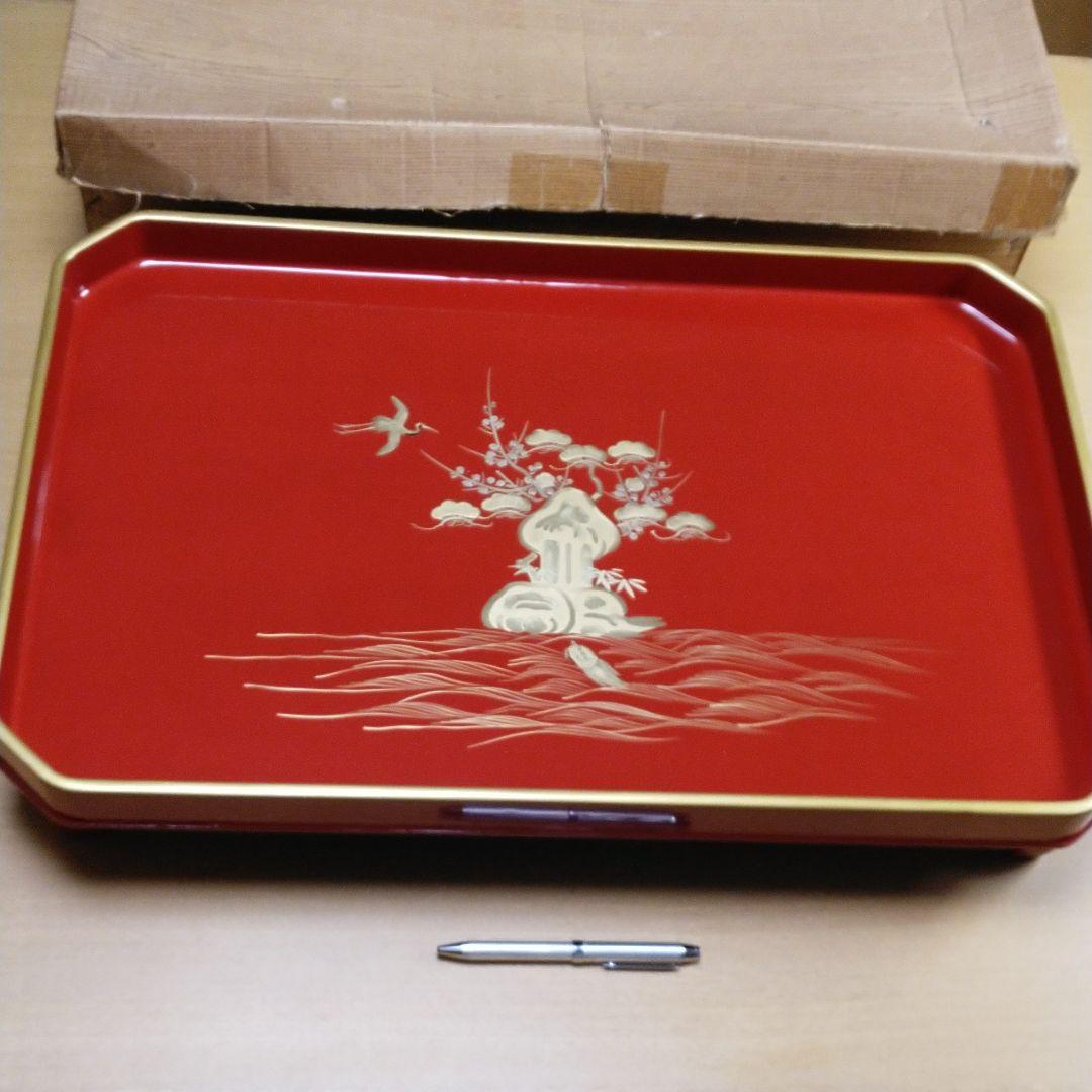 秋田川連漆器　川連塗大型祝膳　足付き膳　木製漆塗り