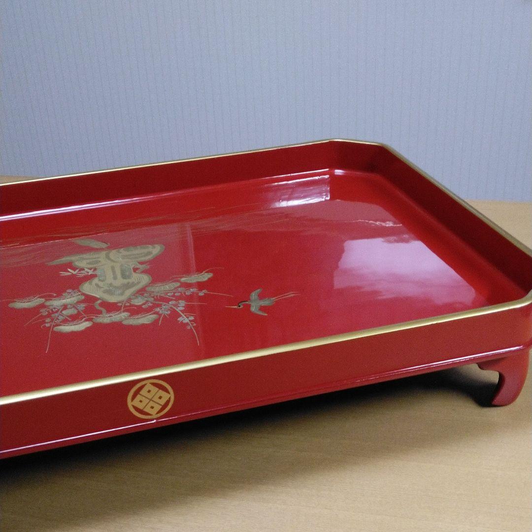 秋田川連漆器　川連塗大型祝膳　足付き膳　木製漆塗り