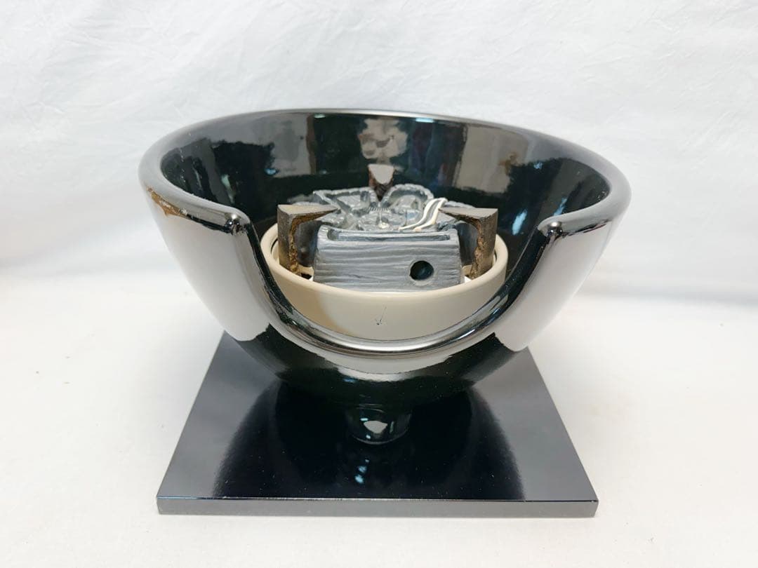未使用 茶道具 黒真塗 紅鉢型 野々田商店製電熱器 佐藤浄清造 万代屋釜 共箱