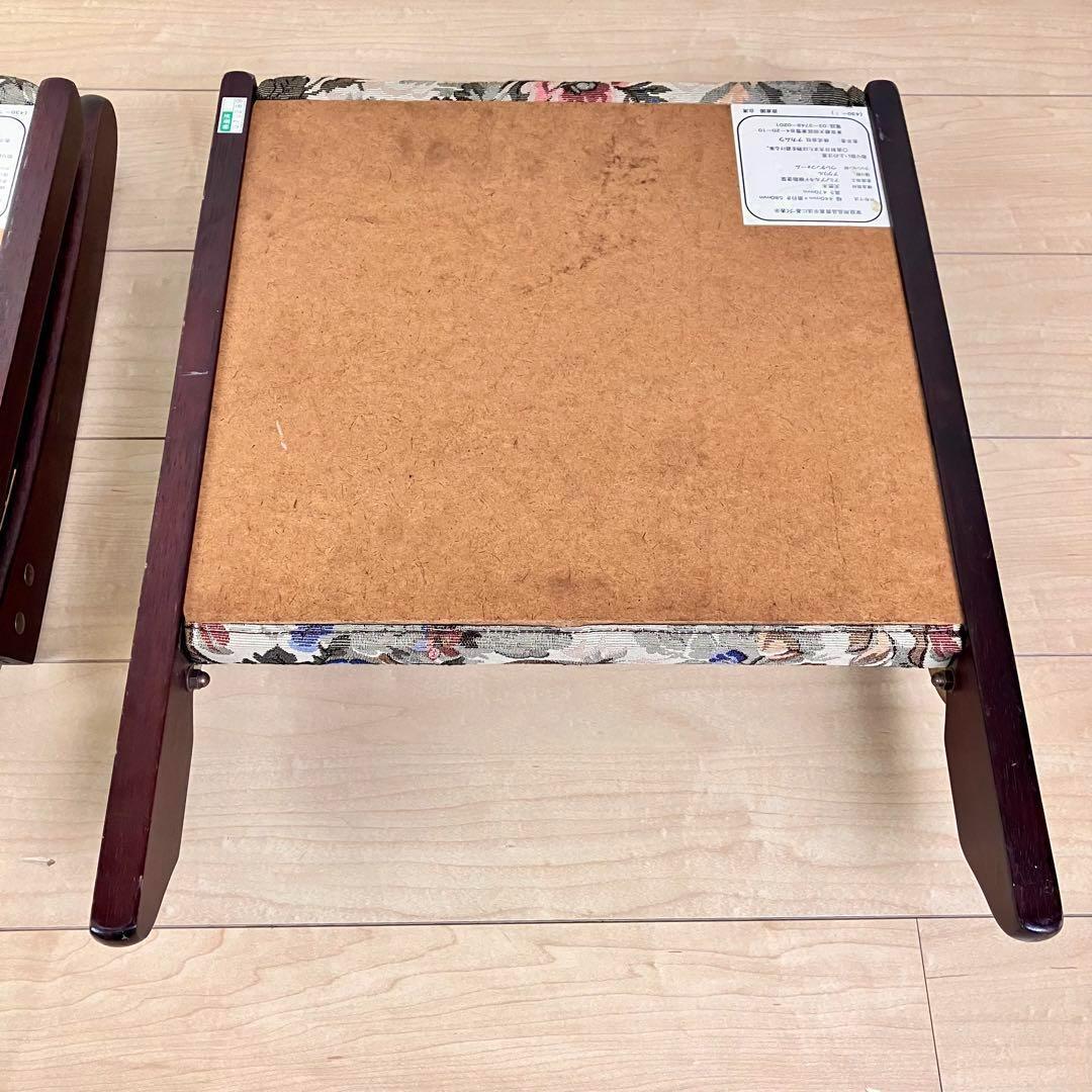 ナカムラ　天然木座椅子 2台セット　ゴブラン織り　花柄　ベージュ系　耐久性