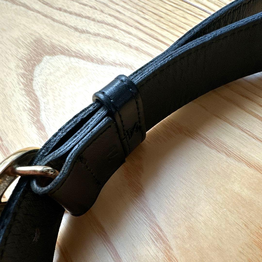 GUCCI ベルト　美品　ヴィンテージ　75 グッチ　黒　レディース　ロゴベルト