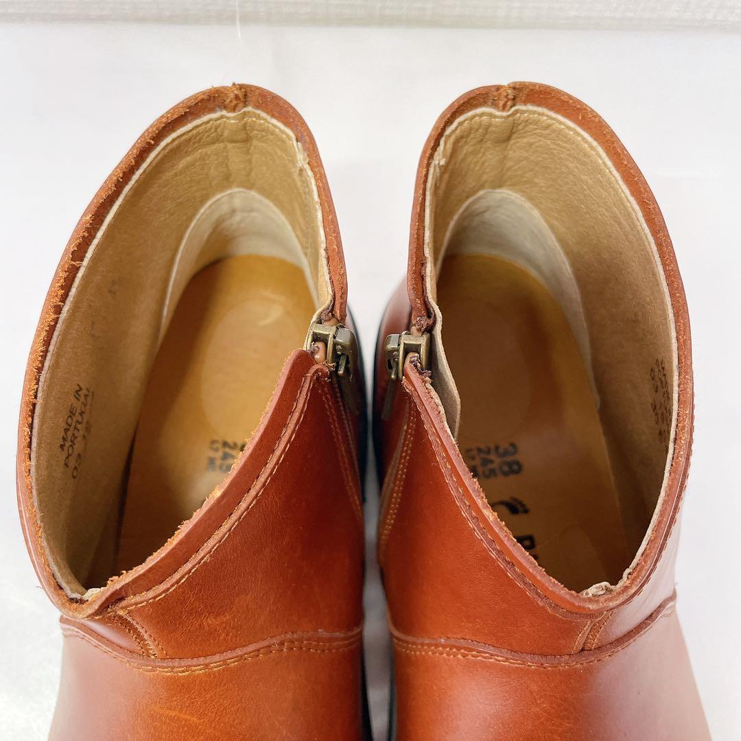 ビルケンシュトック ベニントン 38 ショートブーツ ブラウン サイドジップ本革