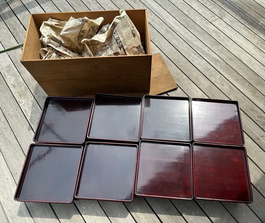 木曽漆器　春慶塗　お膳　8客