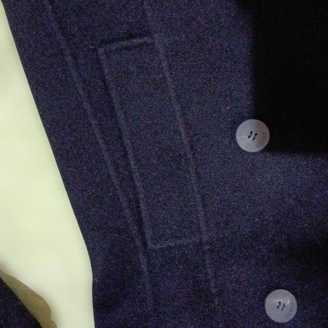 フォクシー42 　黒　美品　カシミアジャケットＭ-L　一重仕立て　Pコート風