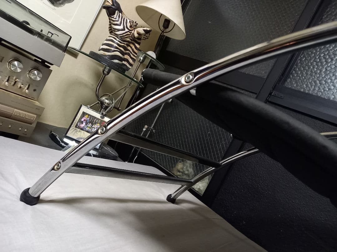 1970's　スペースエイジ　パーソナル　チェア　ポストモダン　ブラック　メタル