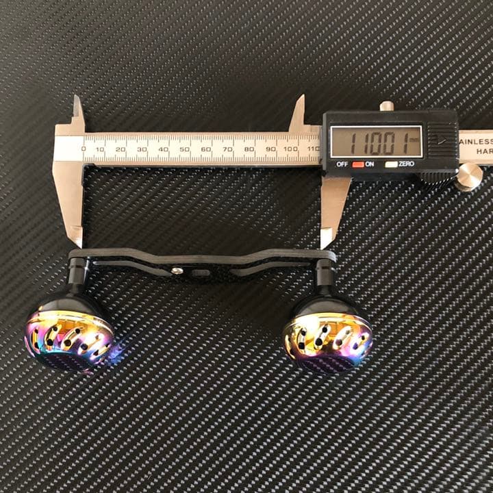 ベイトリール用カーボンハンドル パワーハンドルノブ セット　オーロラ/ブラック